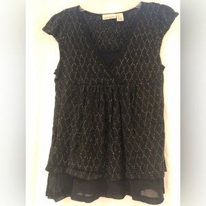 DKNY Black/Gold Blouse, Size Large